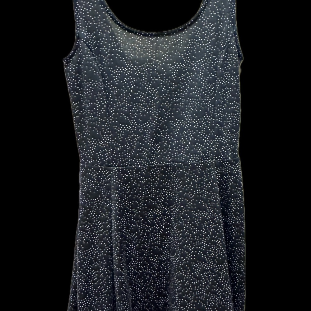 Divided Sleveless Blue A-line Midi Dress